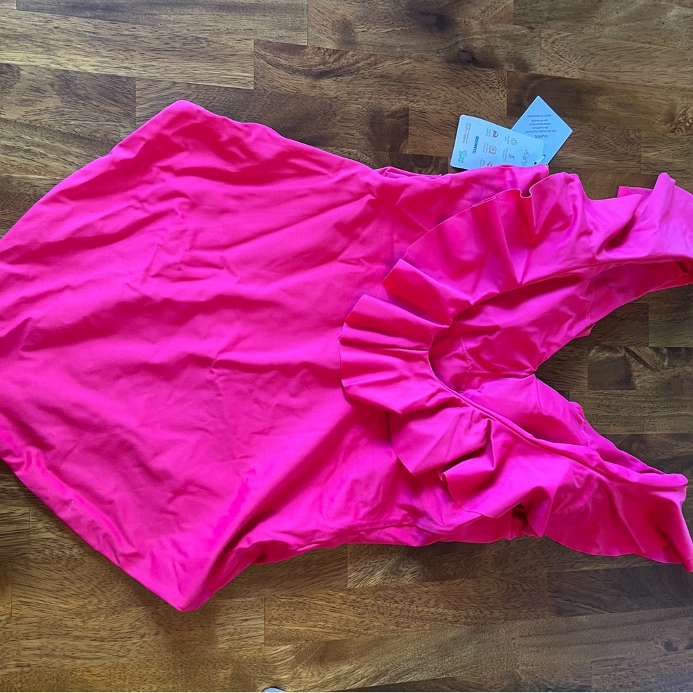 Corelle Hot Pink Ruffled One Piece Swimsuit - Picture 2 of 5